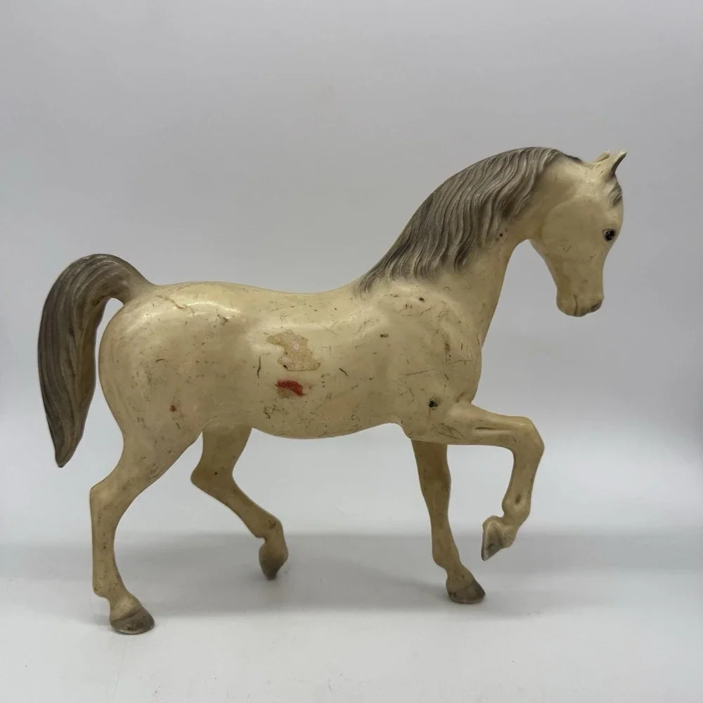 Breyer White Horse w Gray Mane and Gray Tail Vintage Flawed Toy